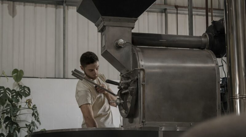 “Commercial coffee roasting production showing consistent roast profiles designed for different market preferences.”