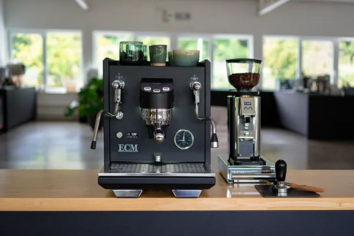 German precision commercial espresso machine and grinder for specialty coffee roastery