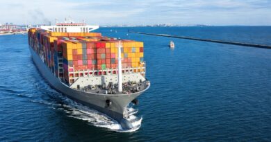 Container ship transporting coffee across global trade handoffs where margins are created or lost through risk transfer