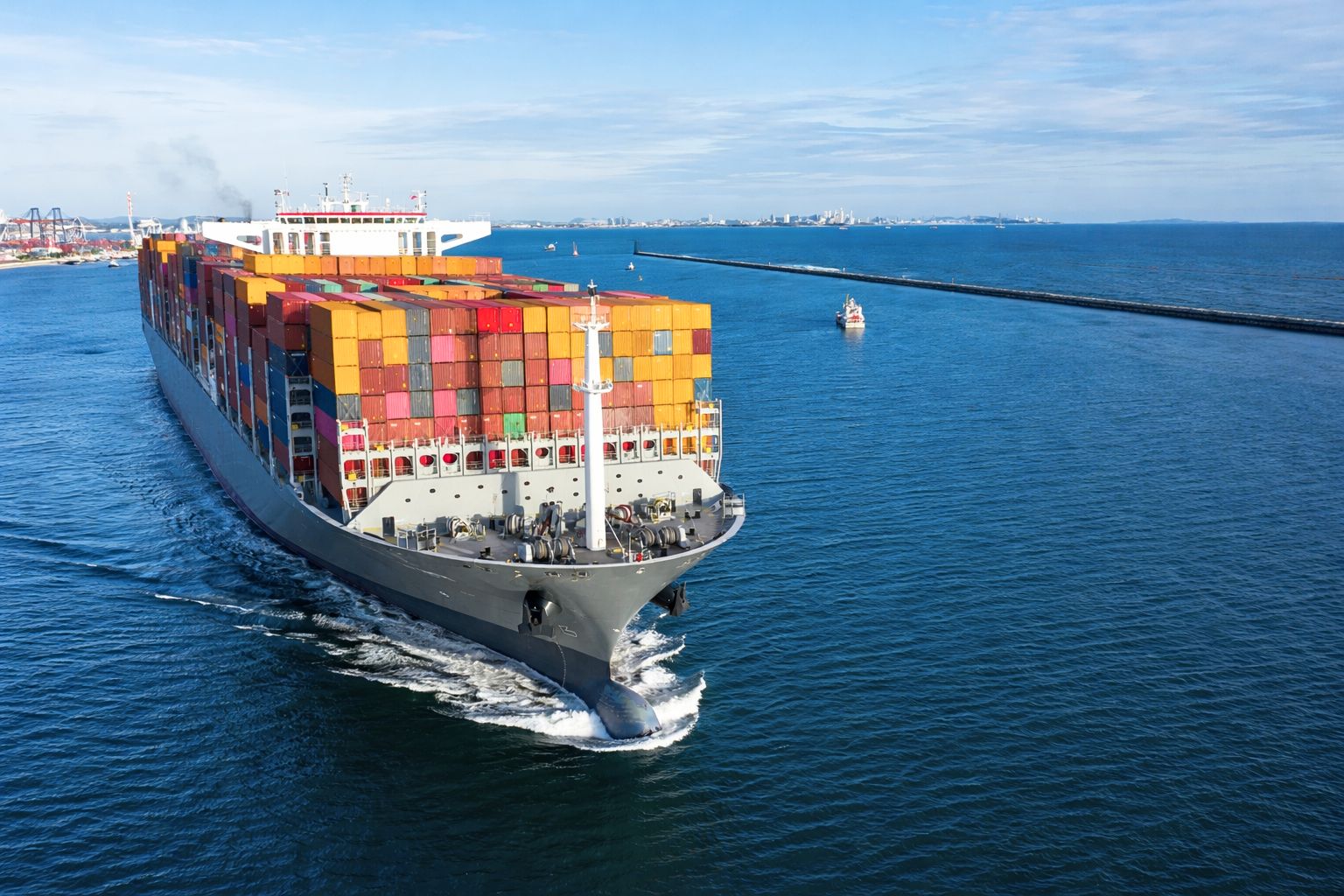 Container ship transporting coffee across global trade handoffs where margins are created or lost through risk transfer