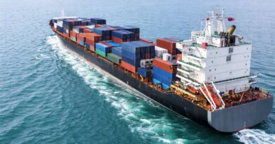 Container ship representing global coffee trade amid market uncertainty driven by weather risk, tight supply, and futures volatility