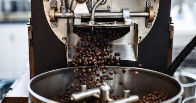 Coffee beans cooling after roasting inside a drum roaster, showing controlled roasting process for beginner and professional roasters