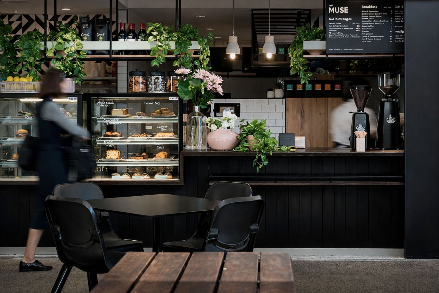 Busy café counter during peak hours showing how marketing-driven demand can strain operations and service consistency