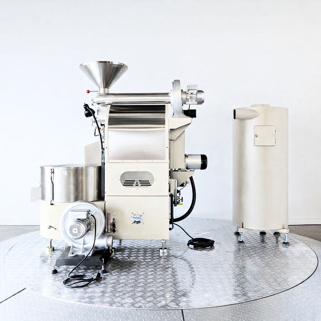 Coffee roasting equipment for small business with a 10kg drum roaster in an independent roastery